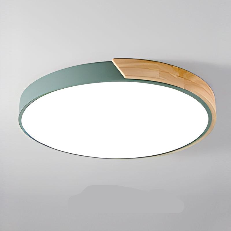 Scandinavian Wooden Circular LED Ceiling Light – Modern Energy-Saving Design