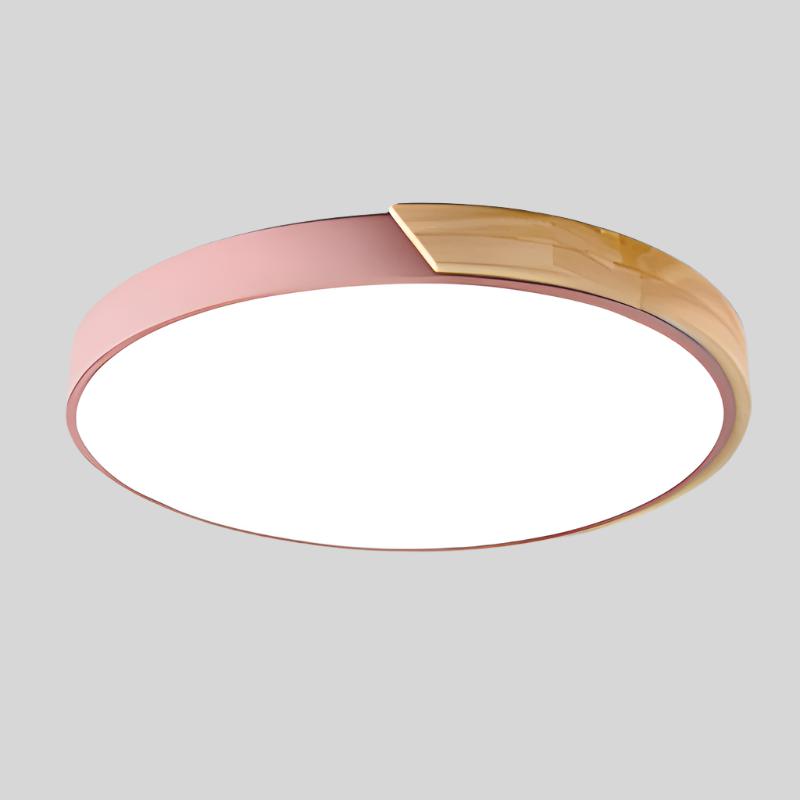 Scandinavian Wooden Circular LED Ceiling Light – Modern Energy-Saving Design