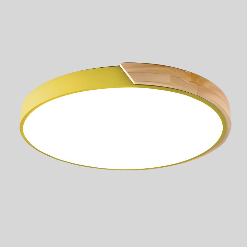 Scandinavian Wooden Circular LED Ceiling Light – Modern Energy-Saving Design