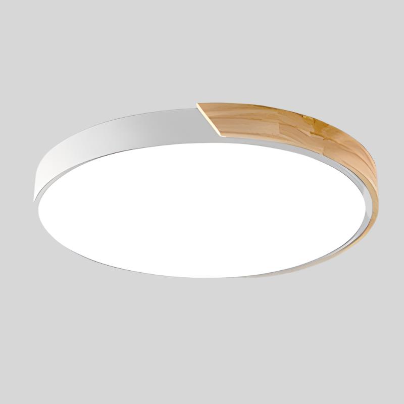 Scandinavian Wooden Circular LED Ceiling Light – Modern Energy-Saving Design