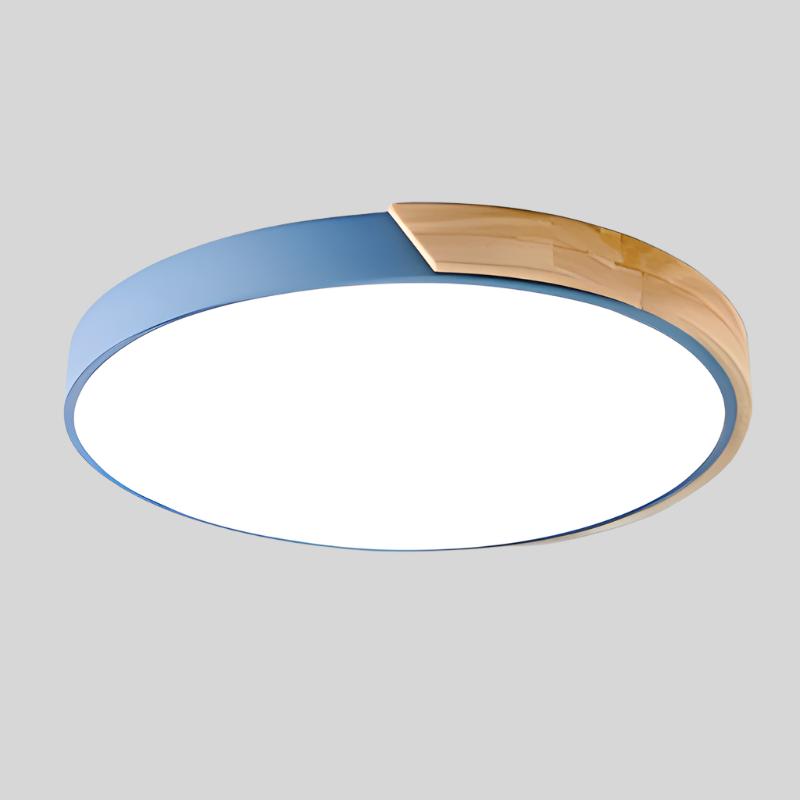 Scandinavian Wooden Circular LED Ceiling Light – Modern Energy-Saving Design