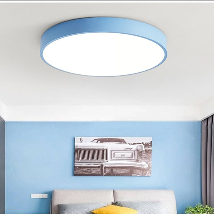 Scandinavian Wooden Circular LED Ceiling Light – Modern Energy-Saving Design