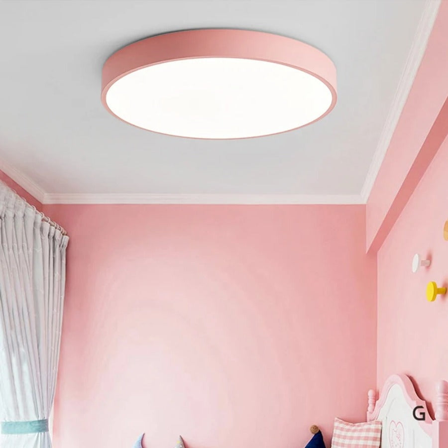 Scandinavian Wooden Circular LED Ceiling Light – Modern Energy-Saving Design